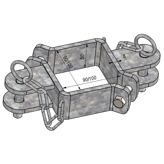KIT Brides Double en Ligne pour Poteau Carre 100 référence fournisseur 415135